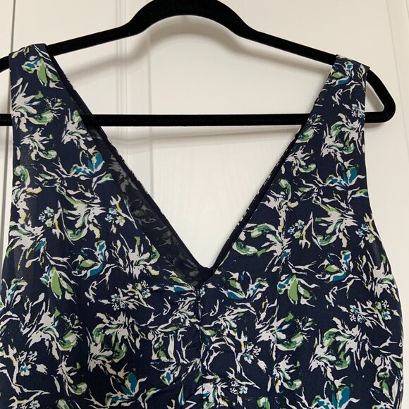 Women's Classiques Entier Silk Floral Ruched Front V Neck Dress Size 12 - Picture 6 of 12